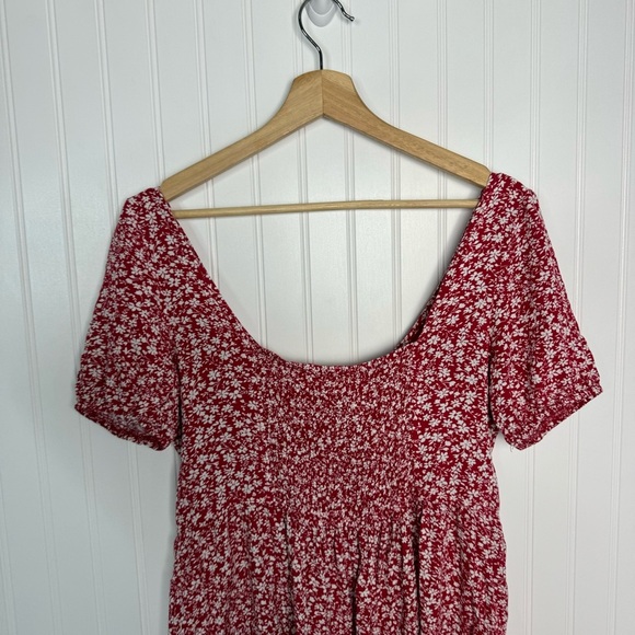 Bohme Dress Small Mini Red White Floral Ditzy‎ Boho Festival 90’s Casual - Picture 5 of 6